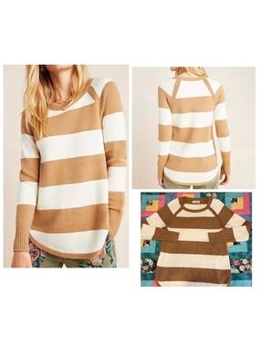 Anthropologie Rebekah Tunic Sweater Woman’s M Striped Sweater Medium